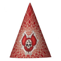 Crâne dans le coeur rouge Éffrayant des lignes spi