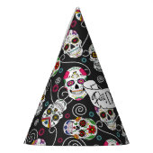 Chapeaux De Fètes Crânes à sucre et perruques Noir D725 (Gauche)