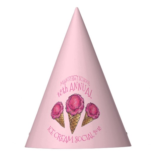 Chapeaux De Fètes Crème de glace de fraise Cone Icecream Social Scoo (Devant)
