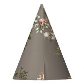 Chapeaux De Fètes Crème, fleurs roses sur gris. (Dos)