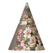 Chapeaux De Fètes Crème, fleurs roses sur gris. (Gauche)