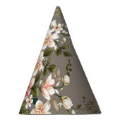 Chapeaux De Fètes Crème, fleurs roses sur gris. (Droite)