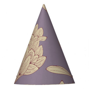 Chapeaux De Fètes Crocus floral rétro : Papier peint bleu mauve