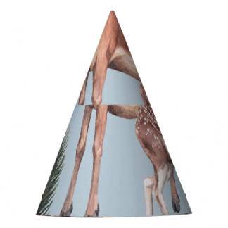 Chapeaux De Fètes Croquis animal d'hiver, arrière - plan bleu.