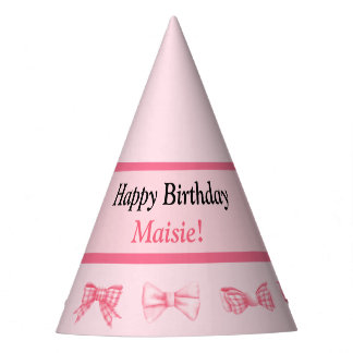 Chapeaux De Fètes Customizable Pink Bow Happy Birthday Party Hat