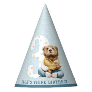 Chapeaux De Fètes Cute Bear Troisième Casquette de fête d'anniversai