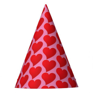 Chapeaux De Fètes Cute Big Red Hearts rose motif Anniversaire