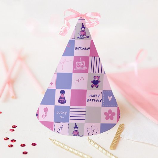 Chapeaux De Fètes Cute Birthday Squares – Pink modern Pattern