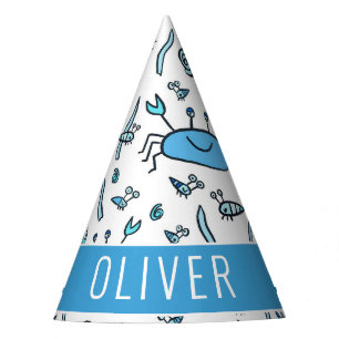 Chapeaux De Fètes Cute Blue Crab Sea Animaux Motif Garçon Anniversai
