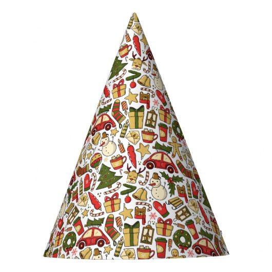 Chapeaux De Fètes Cute Christmas Doodle Party Hat (Devant)