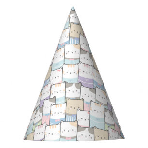 Chapeaux De Fètes Cute Doodle Kitten Visages Motif