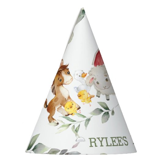 Chapeaux De Fètes Cute Farm Animaux Verdure 1er anniversaire Garçon (Gauche)