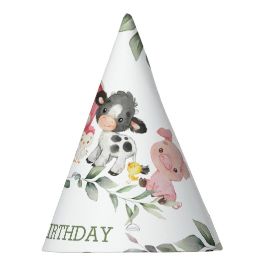 Chapeaux De Fètes Cute Farm Animaux Verdure 1er anniversaire Garçon (Droite)