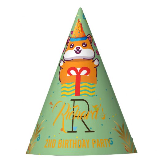 Chapeaux De Fètes Cute Hamster Green à thème Fête d'anniversaire des (Devant)