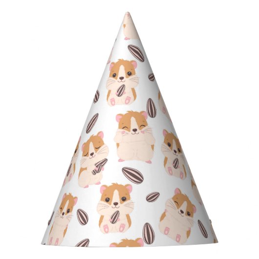 Chapeaux De Fètes Cute Hamster Visage et semences Motif Enfant Anniv (Devant)