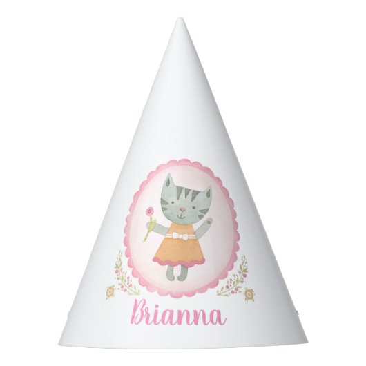 Chapeaux De Fètes Cute Kitty Cat Girl Casquette de fête d'anniversai (Devant)