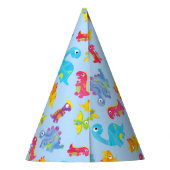 Chapeaux De Fètes Cute Light Pastel Blue Baby Dinosaur Anniversaire (Dos)