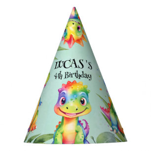 Chapeaux De Fètes Cute Magique Rainbow Dinosaur Bonne fête d'anniver