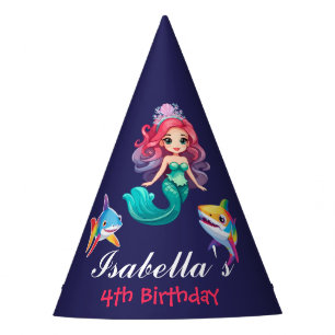 Chapeaux De Fètes Cute mermaid requin poisson arc-en-ciel Anniversai