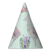 Chapeaux De Fètes Cute Mint Rose Llama et Motif d'aquarelle Cactus (Droite)