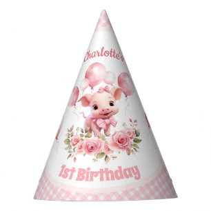 Chapeaux De Fètes Cute Pig Pink Farm Girl 1er anniversaire Casquette