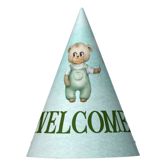 Chapeaux De Fètes cute teddy bear green background (Devant)