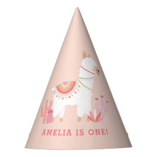 Chapeaux De Fètes Cute Tout Llama Fun Rose 1er Anniversaire