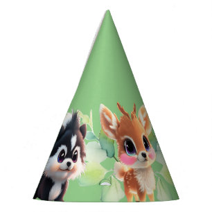 Chapeaux De Fètes Cute Woodland amis renard skunk raccoon cerf
