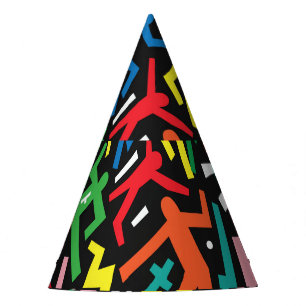 Chapeaux De Fètes Danser des gens, doodle set motif.