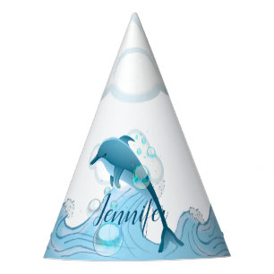 Chapeaux De Fètes Dauphin sautant heureux avec des bulles