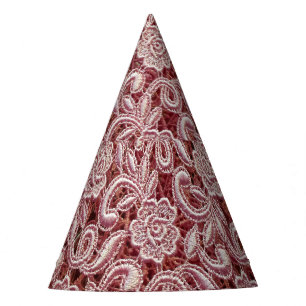 Chapeaux De Fètes Dentelle rose, motif rose vintage.