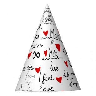 Chapeaux De Fètes Des phrases d'amour, des coeurs de gribouillis, de