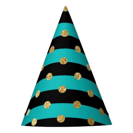 Chapeaux De Fètes Des rayures turquoise avec fête d'anniversaire Poi (Devant)