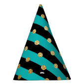 Chapeaux De Fètes Des rayures turquoise avec fête d'anniversaire Poi (Droite)