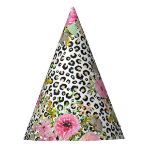 Chapeaux De Fètes Design Empreinte de léopard et floral élégant