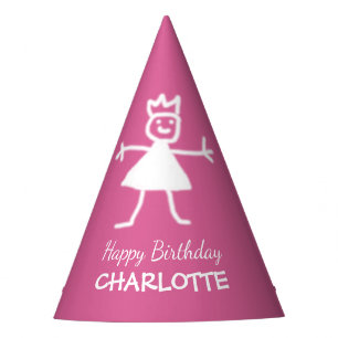 Chapeaux De Fètes Dessin enfant Princesse personnalisé Texte et cou