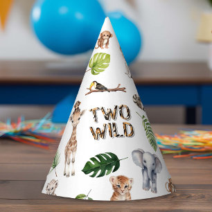 Chapeaux De Fètes Deux animaux sauvages Safari thème garçon 2e anniv