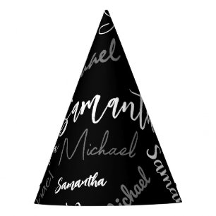 Chapeaux De Fètes Deux noms couple motif monogramme noir gris blanc