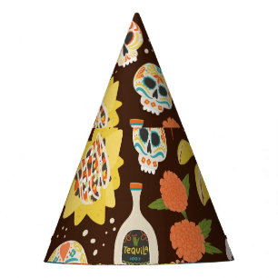 Chapeaux De Fètes Dia De Los Muertos, motif de dessins animés.
