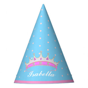 Chapeaux De Fètes Diadème de princesse, pois roses sur turquoise