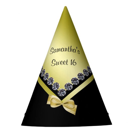 Chapeaux De Fètes Diamants et bonbon scintillants 16 à arc d'or (Devant)