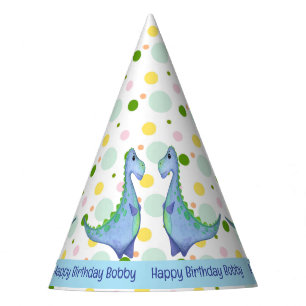 Chapeaux De Fètes Dinosaur fête d'anniversaire garçon's mignon bleu