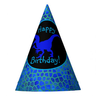 Chapeaux De Fètes Dinosaure Bleu Cachez Joyeux Anniversaire !