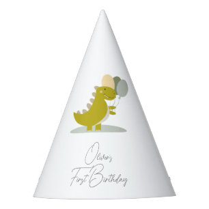 Chapeaux De Fètes Dinosaure jaune vert gris premier anniversaire