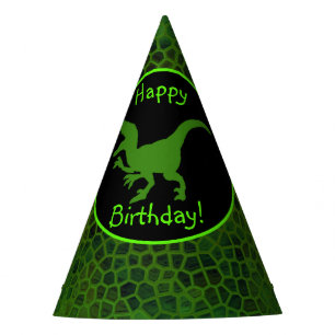 Chapeaux De Fètes Dinosaure Vert Cachez Un Joyeux Anniversaire !