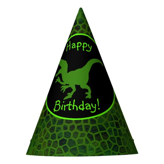 Chapeaux De Fètes Dinosaure Vert Cachez Un Joyeux Anniversaire ! (Devant)