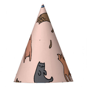 Chapeaux De Fètes Doodle Cats Vintage Illustration transparente