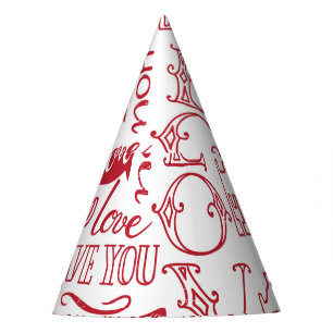Chapeaux De Fètes Doodles d'amour à la main, charmant motif.