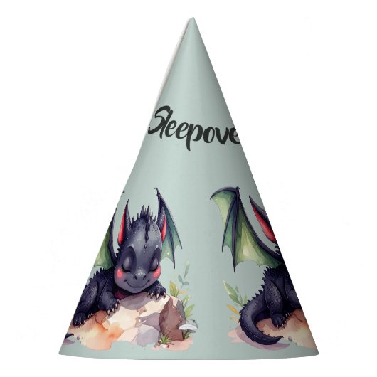 Chapeaux De Fètes Dragon endormi avec des ailes vertes (Gauche)