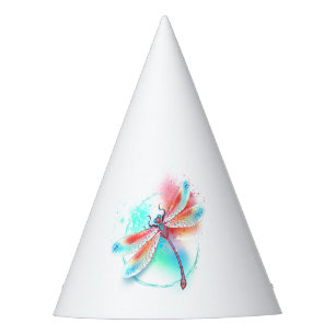 Chapeaux De Fètes Dragonfly rouge sur l'arrière - plan aquarelle